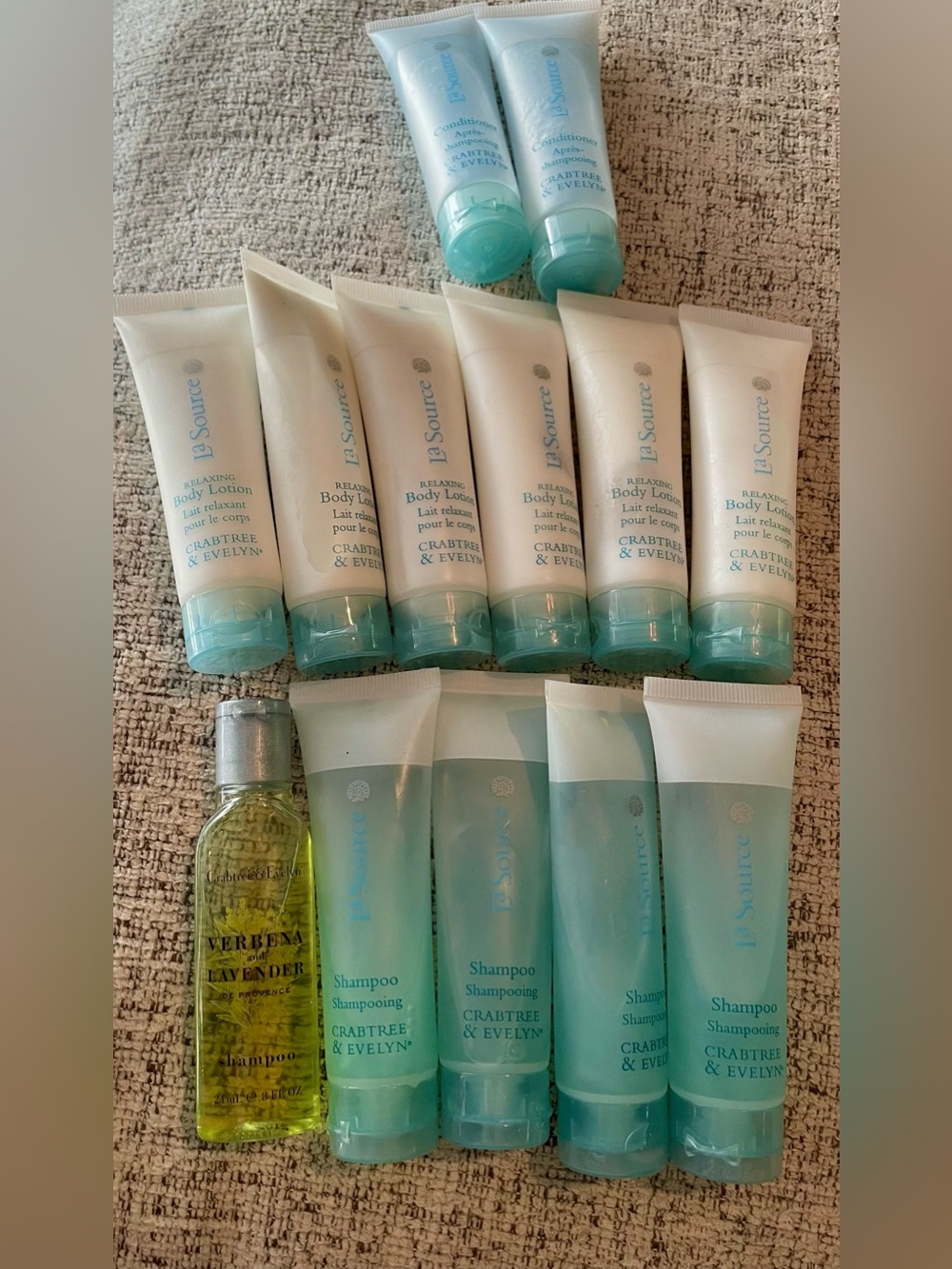 Crabtree & Evelyn LA SOURCE LOTION SHAMPOO CONDITIONER Travel Size Lot of 13